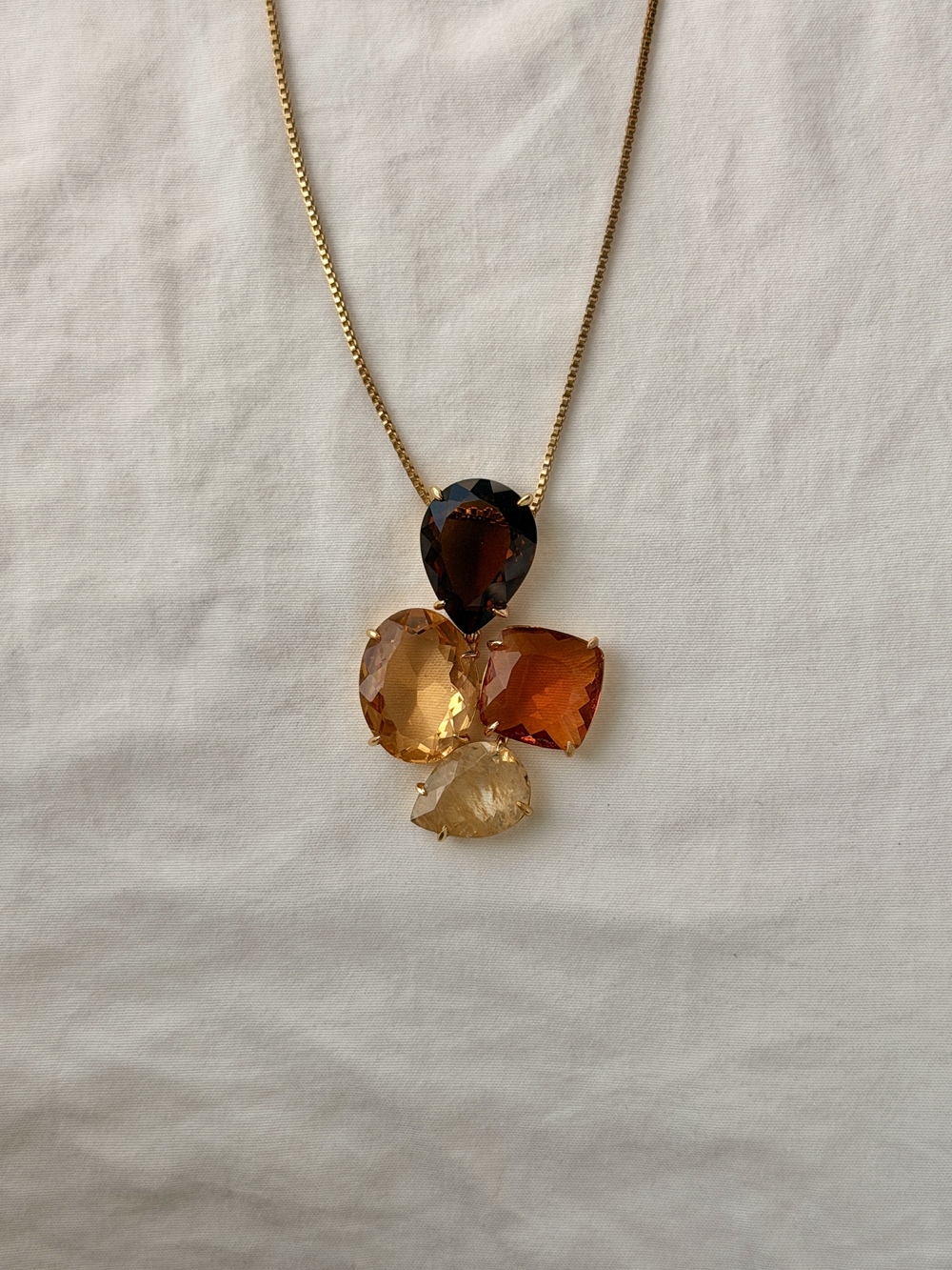 Eve 4 Stones Reconstituted Stones 18k Gold Plated Necklace